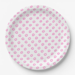 Putroze abstracte pokadots patroon   Baby shower Papieren Bordje
