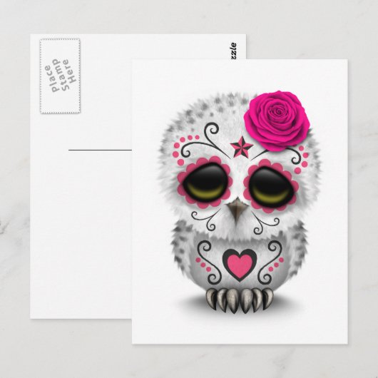 Putroze dag van de dode suikerschedel Wit Briefkaart (Voorkant / Achterkant)