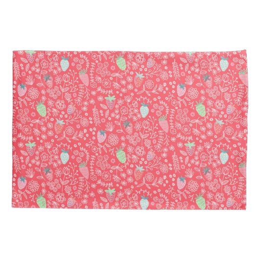 Putroze en rode aardbei met monogram kussensloop (Achterkant)