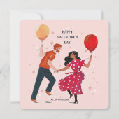 Putroze en rode dansende mensen valentijn kaart (Voorkant)