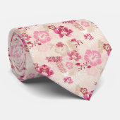 Putroze moderne bloemen stropdas (Opgerold)