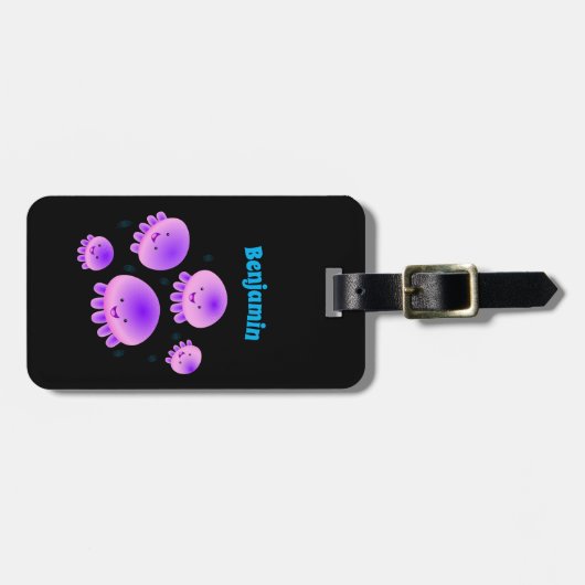 Putroze paarse kwal kawaii cartoon bagagelabel (Voorkant horizontaal)