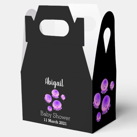 Putroze paarse kwal kawaii cartoon bedankdoosjes (Geopend)