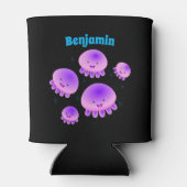 Putroze paarse kwal kawaii cartoon blikjeskoeler (Achterkant)