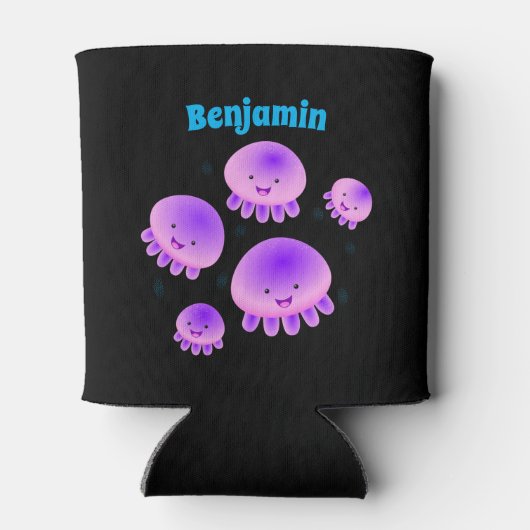 Putroze paarse kwal kawaii cartoon blikjeskoeler (Achterkant)