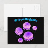 Putroze paarse kwal kawaii cartoon briefkaart (Voorkant / Achterkant)