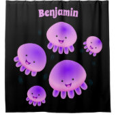 Putroze paarse kwal kawaii cartoon douchegordijn (Voorkant)