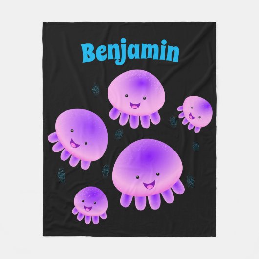 Putroze paarse kwal kawaii cartoon fleece deken (Voorkant)