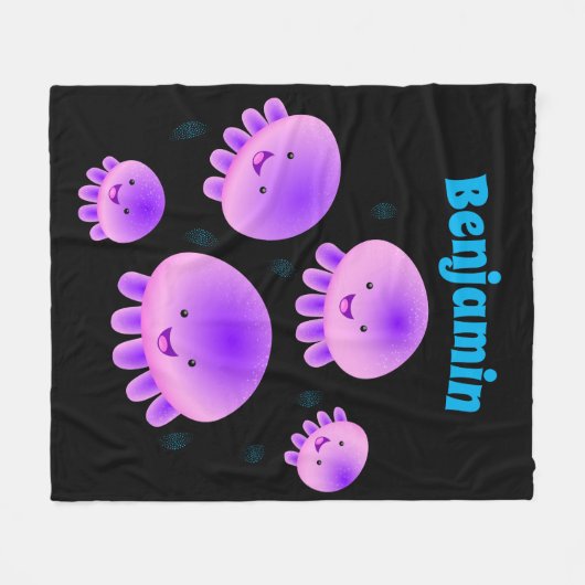 Putroze paarse kwal kawaii cartoon fleece deken (Voorkant (Horizontaal))