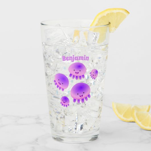Putroze paarse kwal kawaii cartoon glas (Achterkant ijs)