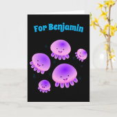 Putroze paarse kwal kawaii cartoon kaart (Gele Bloem)