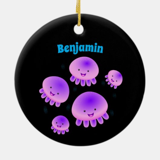 Putroze paarse kwal kawaii cartoon keramisch ornament (Achterkant)