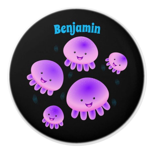 Putroze paarse kwal kawaii cartoon keramische knop (Voorkant)