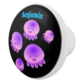 Putroze paarse kwal kawaii cartoon keramische knop (Rechts)