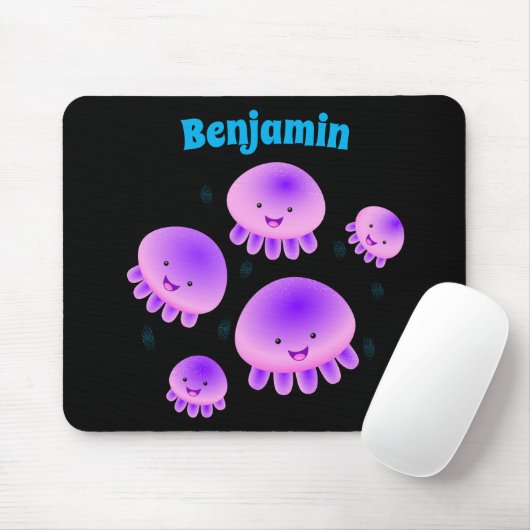 Putroze paarse kwal kawaii cartoon muismat (Met muis)