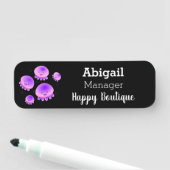 Putroze paarse kwal kawaii cartoon naamplaatje (In situ)