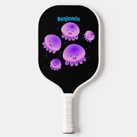 Putroze paarse kwal kawaii cartoon pickleball paddle (Voorkant)
