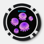 Putroze paarse kwal kawaii cartoon poker chips (Achterkant)