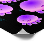 Putroze paarse kwal kawaii cartoon poster (Hoek)