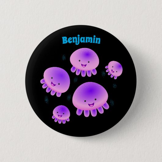 Putroze paarse kwal kawaii cartoon ronde button 5,7 cm (Voorkant)