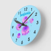 Putroze paarse kwal kawaii cartoon ronde klok (Hoek)