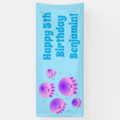 Putroze paarse kwal kawaii cartoon spandoek (Verticaal)