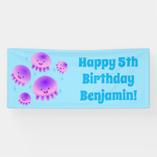 Putroze paarse kwal kawaii cartoon spandoek