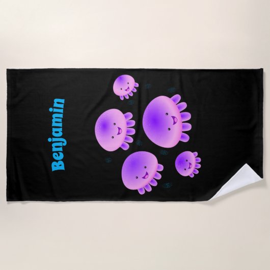 Putroze paarse kwal kawaii cartoon strandlaken (Voorkant)