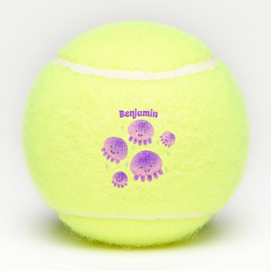 Putroze paarse kwal kawaii cartoon tennisballen (Achterkant)