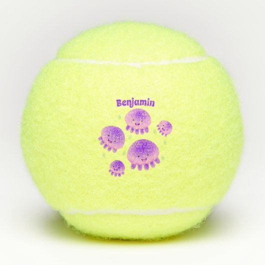 Putroze paarse kwal kawaii cartoon tennisballen (Voorkant)