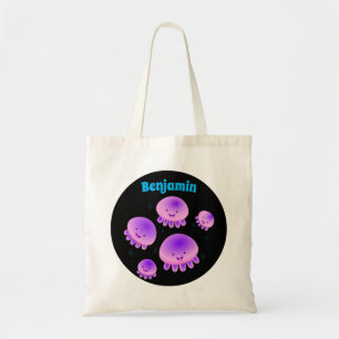 Putroze paarse kwal kawaii cartoon tote bag