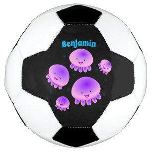 Putroze paarse kwal kawaii cartoon voetbal