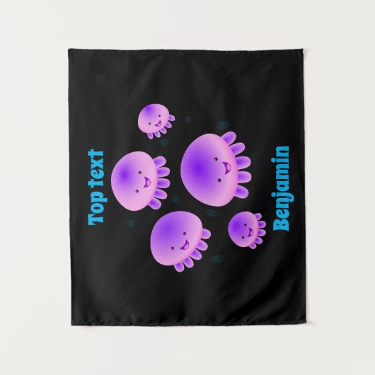 Putroze paarse kwal kawaii cartoon wandkleed (Voorkant)