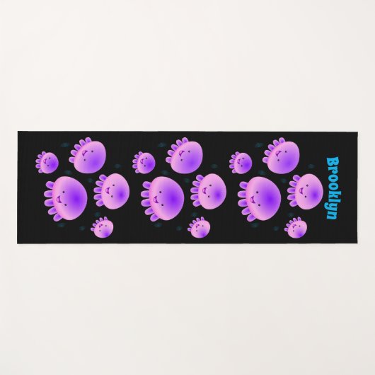 Putroze paarse kwal kawaii cartoon yogamat (Voorkant (horizontaal))