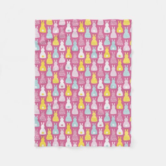 Putroze rampenkonijnenpatroon fleece deken (Voorkant)