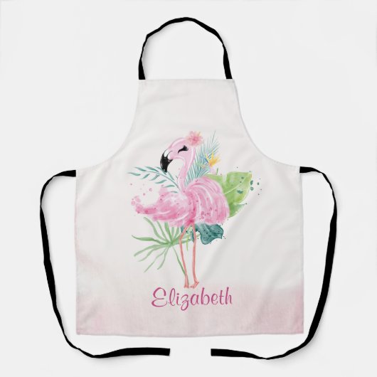 Putroze vlamingosTropische bladeren Schort (Voorkant)