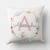 Putroze zwaan en zonnebloem met monogram w kussen (Achterkant)