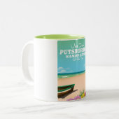 Putsborough Sands Beach Devon reisposter Tweekleurige Koffiemok (Voorkant links)