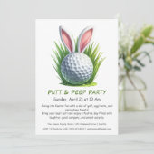 Putt & Peep Party Easter Golf uitnodiging (Staand voorkant)