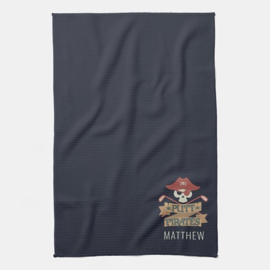 Putt Pirates Golfing Hobby gepersonaliseerd Theedoek (Verticaal)