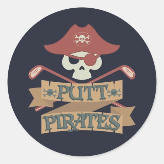 Putt Pirates Golfing Hobby Sports Ronde Sticker (Voorkant)