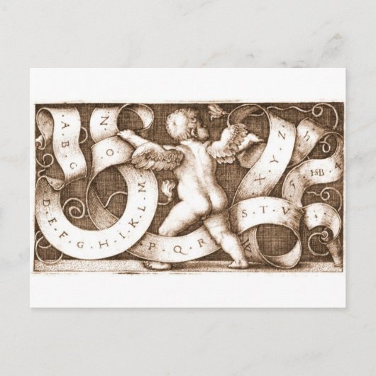 Putte Mit Spruchband Mit Alphabet briefkaart (Voorkant)