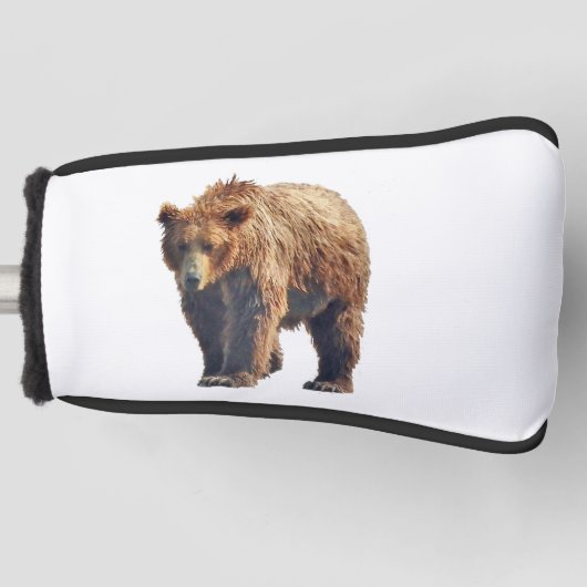 Putter Hoesje met grizzly beer Golfheadcover (Voorkant)