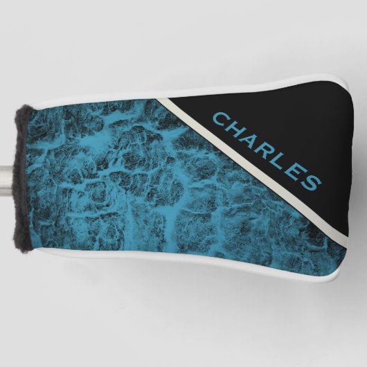 Putter Hoesje "Wood Turquoise" Golfheadcover (Voorkant)
