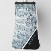 Putter Hoesje "Wood White-Turquoise" Golfheadcover (Draai 90)