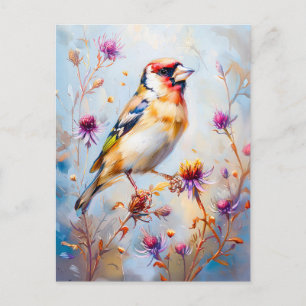 Putter in vlucht, impressionistische stijl briefkaart