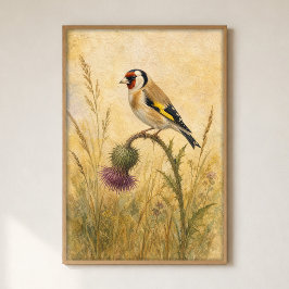Putter op een Distel Aquarel Poster