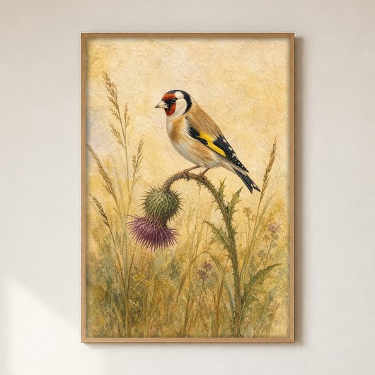 Putter op een Distel Aquarel Poster