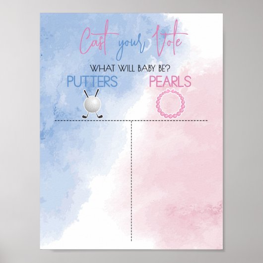 Putters of Pearls Gender Reveal Breng uw stem uit Poster (Voorkant)