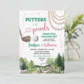 Putters of Pearls Golf Baby Gender Reveal Kaart (Staand voorkant)